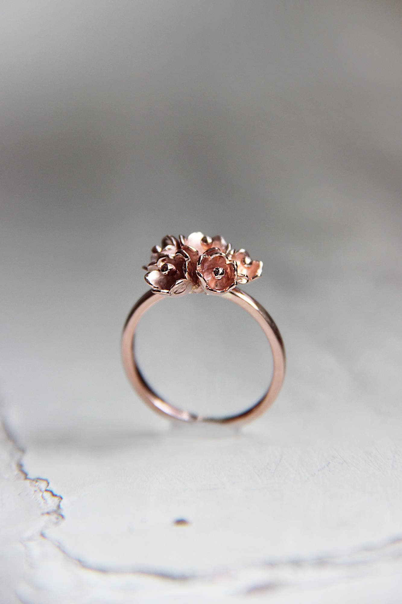Rose gold flower ring nature engagement ring lily of the | Etsy
