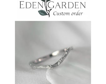 Custom order: Dainty Twig Ring in Platinum / Matching band for Wisteria