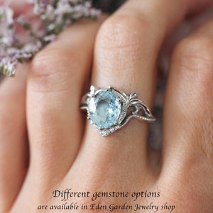 Emerald bridal ring set, 14K gold ring, emerald and diamonds ring, engagement and wedding ring set, art nouveau ring, natural emerald ring image 6