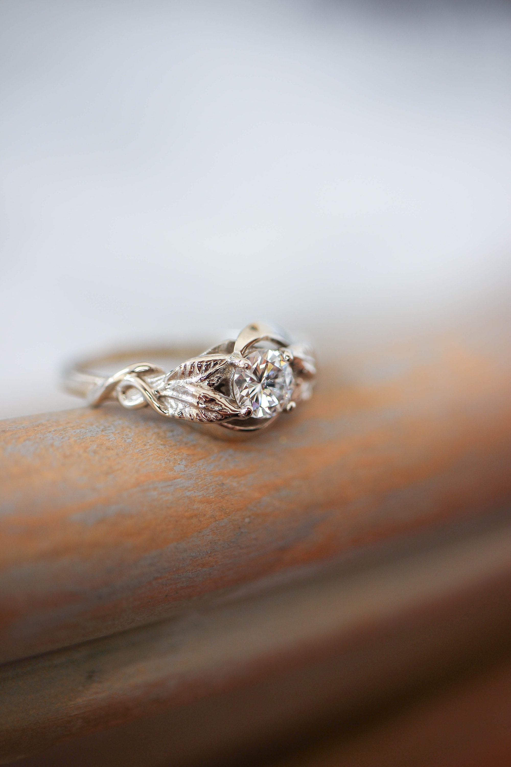 White gold diamond engagement ring certificated diamond ring | Etsy
