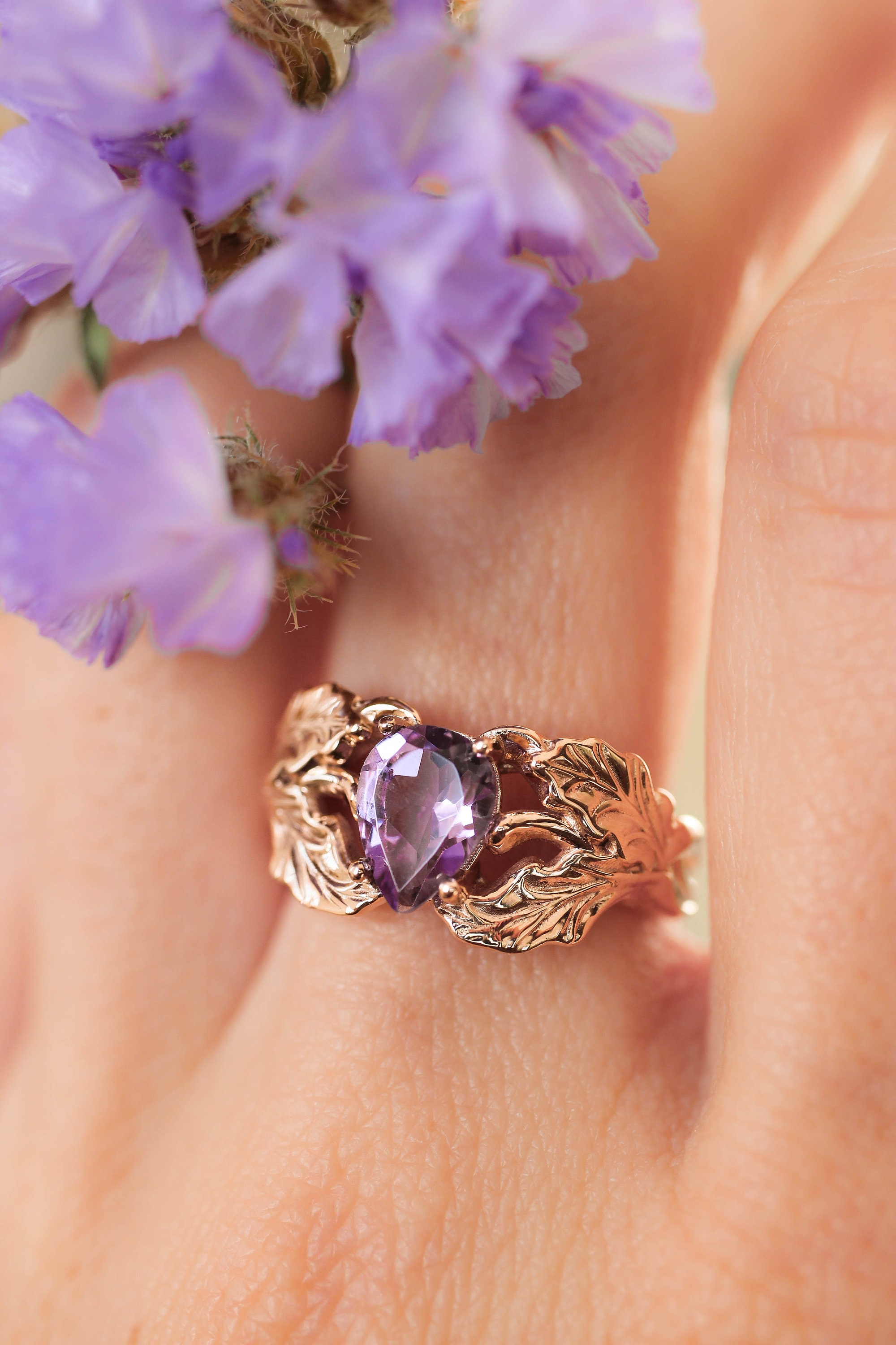 Amethyst and diamond 14kt 2024 rose gold ring