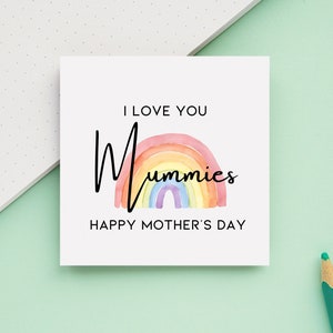 Buone mamme per la festa delle mamme, ti amiamo mummie, due mamme LGBTQ genitori dello stesso sesso biglietto di auguri dai bambini AA005
