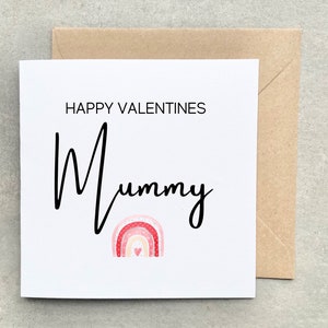 Buon San Valentino Biglietto di auguri della mamma dai bambini.  Biglietto di San Valentino a tema arcobaleno per i nuovi genitori AA006