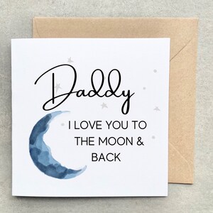 Papà ti ama alla luna e torna alla carta. Biglietto di San Valentino dai bambini. Biglietto di compleanno per la festa del papà e il papà AA008