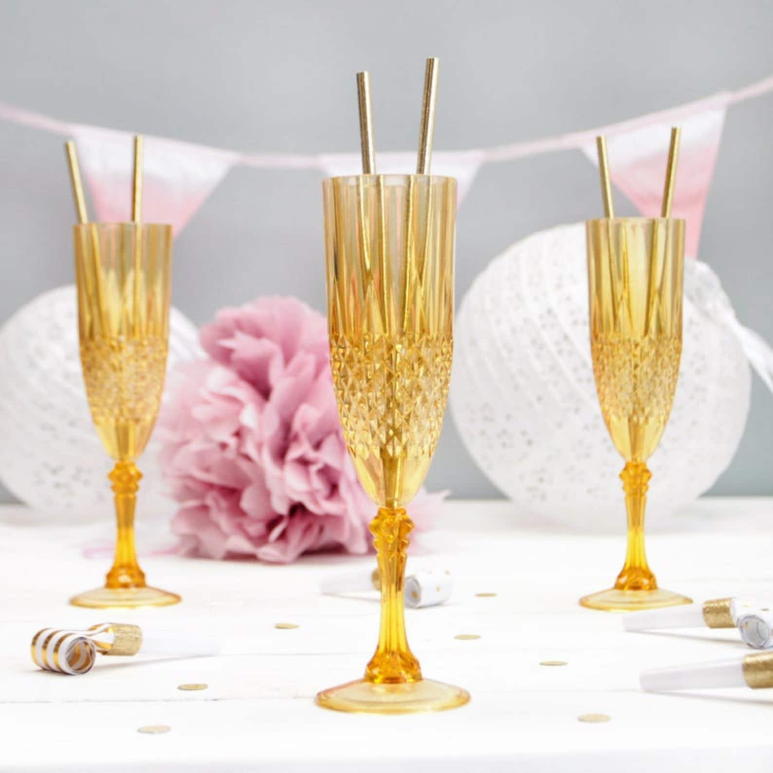 Pink Plastic Champagne Flutes Party Flutes Picnic Flutes Etsy