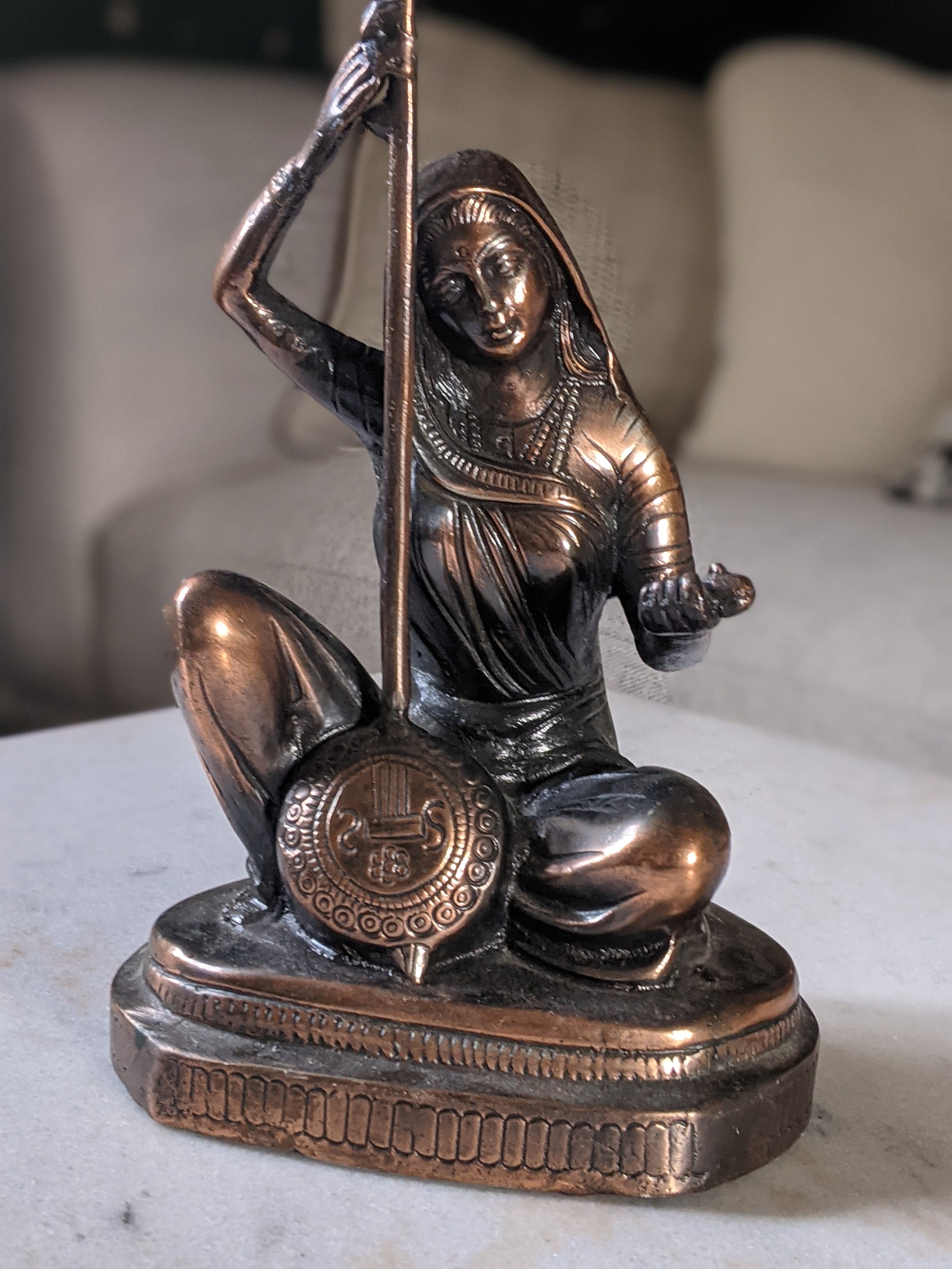 Distressed Brass India Lady Figurine Lady Playing the Sitar Etsy