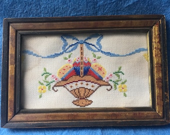 Vintage embroidery picture - handmade from Portugal - 1930s