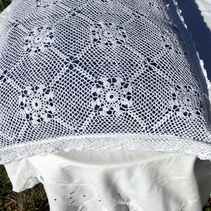 Vintage cushion cover from Portugal handmade white cotton image 2