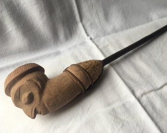 Vintage clay pipe from Afghanistan - 1970s - handmade