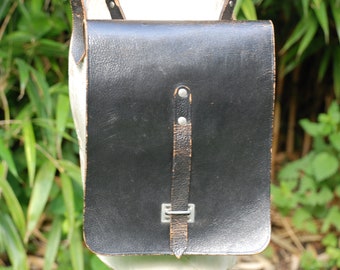 Tasche Post 50er Jahre aus schwarzem Leder sehr robust