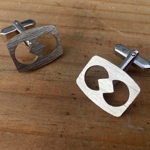 Vintage cufflinks - 70s - stainless steel look rectangle