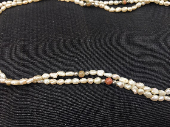 Vintage real freshwater pearl necklace with small… - image 2