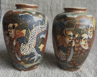 Vintage Satsuma vase pair antique - 1930s - from Japan without damage