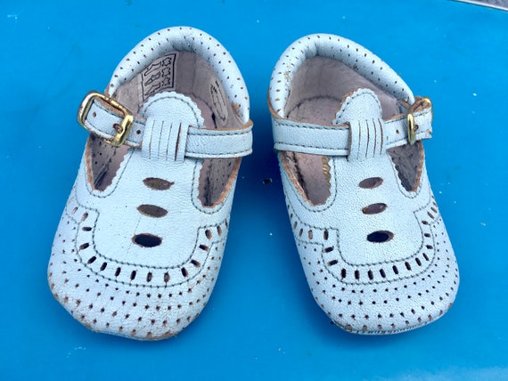 Vintage baby shoes 60s, Portugal, leather - image 1