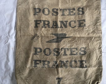Vintage mailbag from Lille - Postes France - very sturdy, heavy linen - 1950s