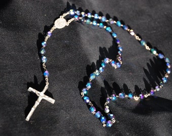 Rosary iridescent glass beads 50s