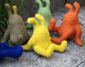 colorful faceless figures,Tobbit neefle felted  fantasy animal,  rabbit toy, character figure