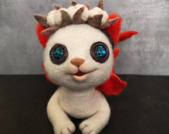 Custom toy Bavovnyatko Ukrainian souvenir felted fantasy animals felted toys