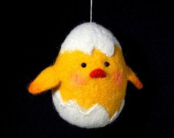 easter 2024 egg chicken, needle felted Easter ornament yellow, needle felted eggs, home decor Easter