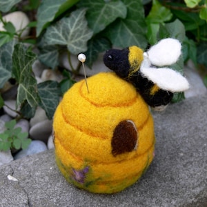 Hive bee needle felted,house interior decor, custom felting, hand made needle felted, bed beehive soft house cushion for needles