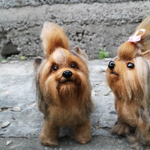 Personalised figure dogs,Needle Felted Yorkshire Terrier Dog Replica, Custom Pet Portrait