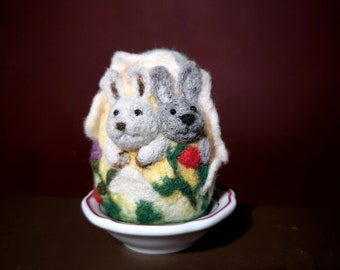 Easter eggs,easter 2024 ornament,rabbit easter,needle felted home deco, needle felted animal