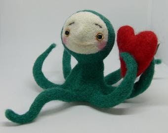 To order Octopus turquoise needle felted toy baby sea creatures enamored toys felted  animals  gift heart