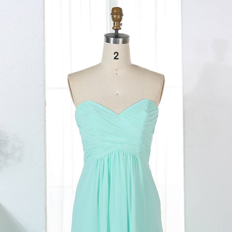 Empire Line Sweetheart Bodice Pleated Long Chiffon Bridesmaid Dress