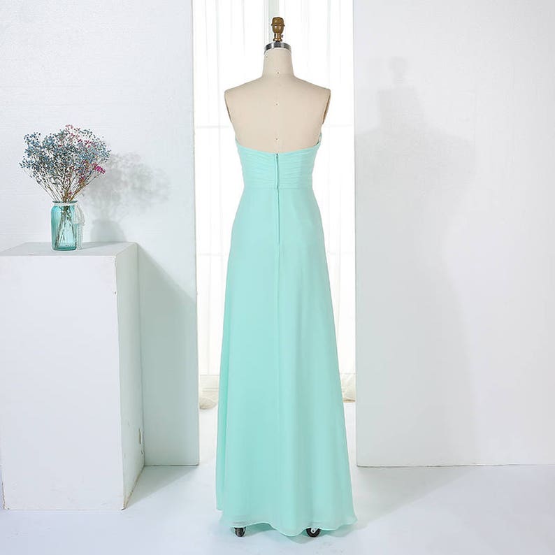 Empire Line Sweetheart Bodice Pleated Long Chiffon Bridesmaid Dress