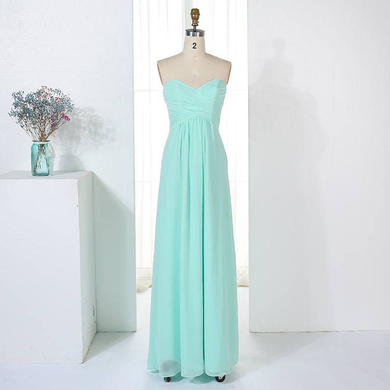 Empire Line Sweetheart Bodice Pleated Long Chiffon Bridesmaid Dress