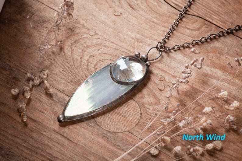 Pendant Wind color pendant Stain Glass Necklace witchcraft Etsy