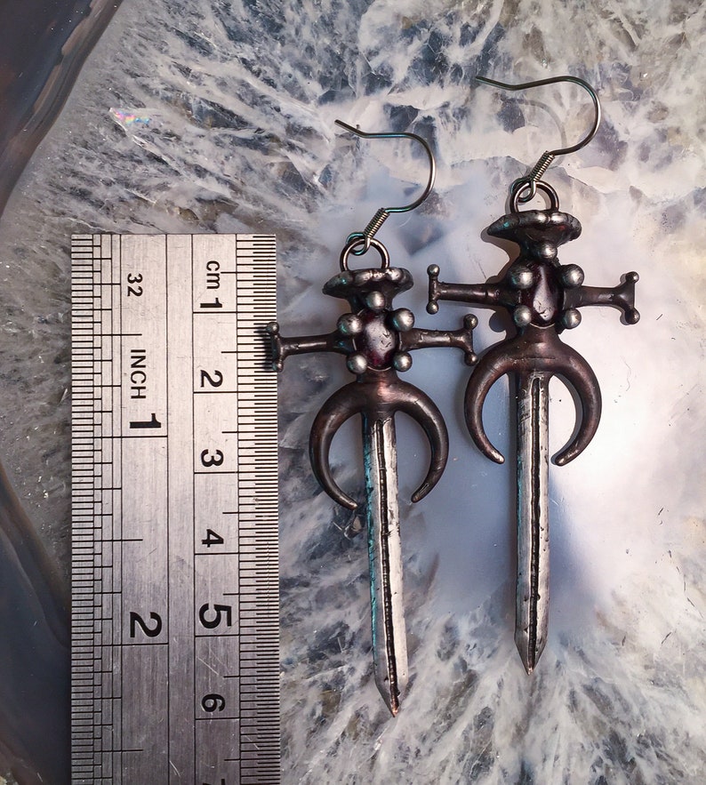 Lunar Hilt Sword Necklace Dagger Earrings Dagger Drop Earrings Knight Sword Pendant and Earrings