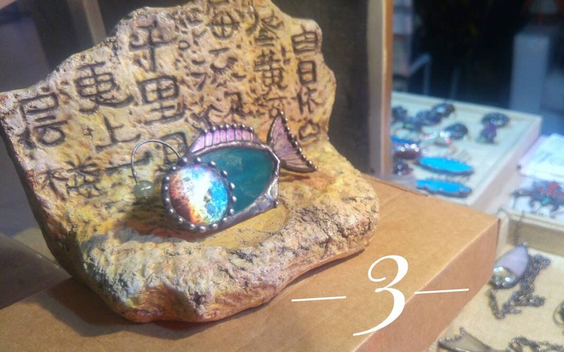 fried herbs pin Brooch Anglerfish brooch fish anglerfish sea world ocean brooch stain glass dweller of deep