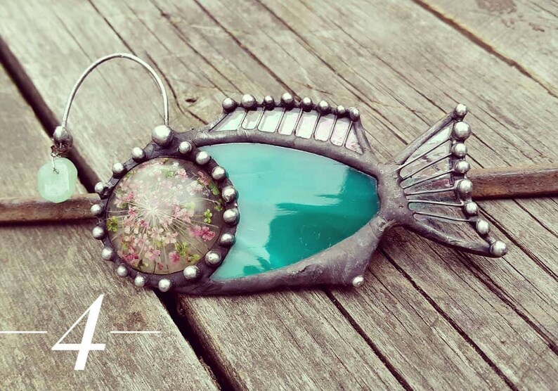 fried herbs pin Brooch Anglerfish brooch fish anglerfish sea world ocean brooch stain glass dweller of deep