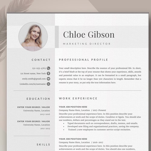 Clean Modern Resume Template 4 Page CV Template Cover - Etsy