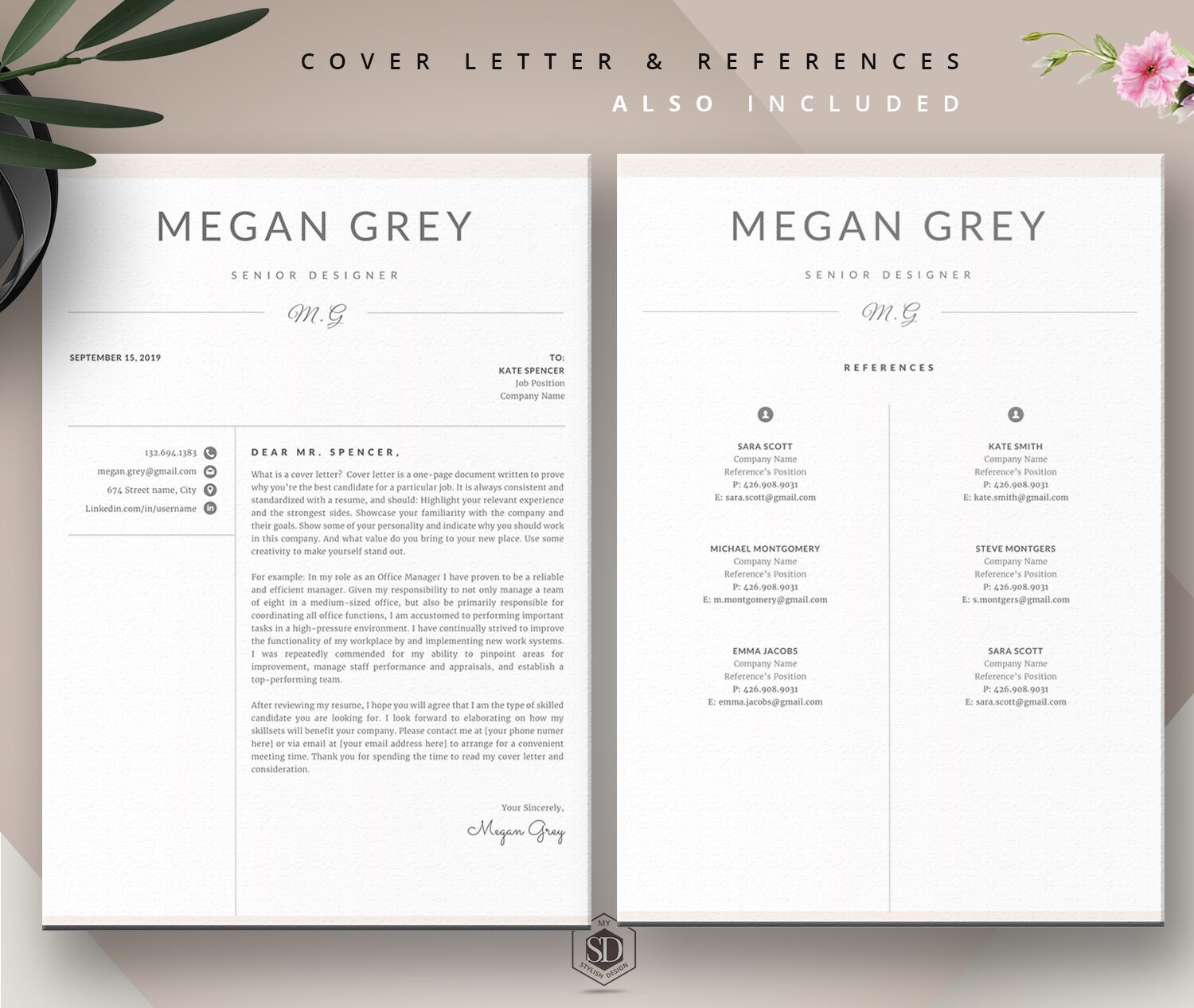 CV Template Cover Letter for MS Word Professional Clean Resume Template ...