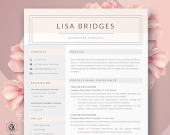 Professional Resume Template, Clean Resume, Resume Template for Word, CV Resume + Cover Letter, 4 Pages Pack, Instant Download Resume