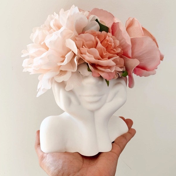 Vase visage femme résistant à l’eau moderne blanc minimaliste fait main artisanal pour fleurs séchées fleurs naturelles vase corps cadeau