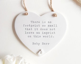 Baby Loss personalised Memorial ornament - miscarriage support gift- stillborn baby - no footprint so small heart plaque