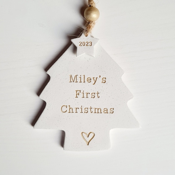 Personalised baby's first Christmas tree decoration, little one's first Christmas, handmade tree bauble, bespoke festive ornament