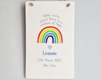 Rainbow Baby keepsake - handmade personalised gift - hope after miscarriage - nursery decoration - newborn - new parents after loss - baby