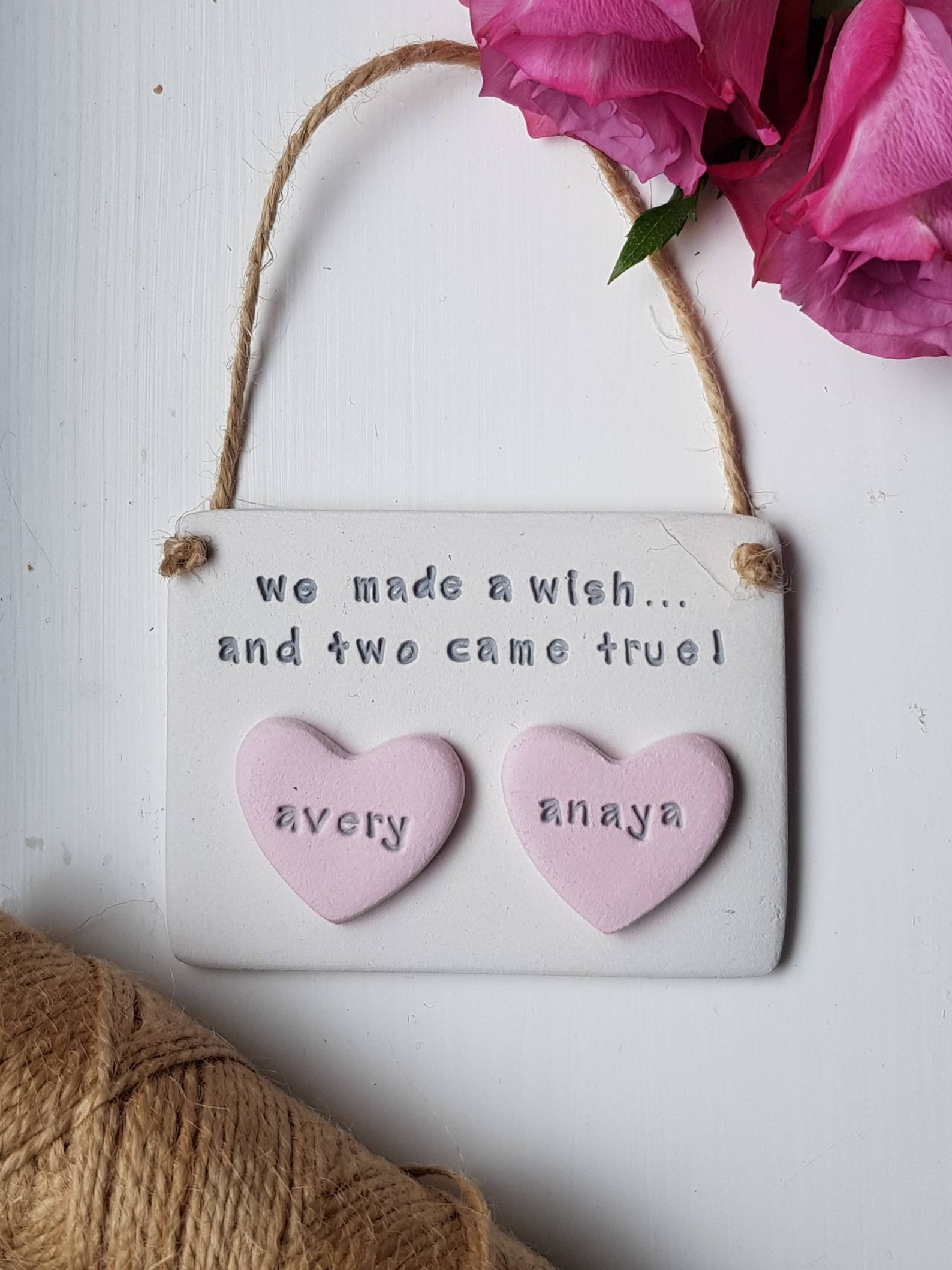 Personalised Twins Birth Gift We Made a Wish Nursery Decor | Etsy UK