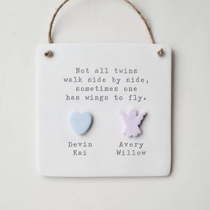 Twin baby Loss Memorial plaque Remembrance of an Angel twin handmade keepsake ornament loss of baby support gift image 4