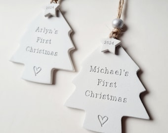 Personalised baby's first Christmas tree decoration, little one's first Christmas, handmade tree bauble, bespoke festive ornament