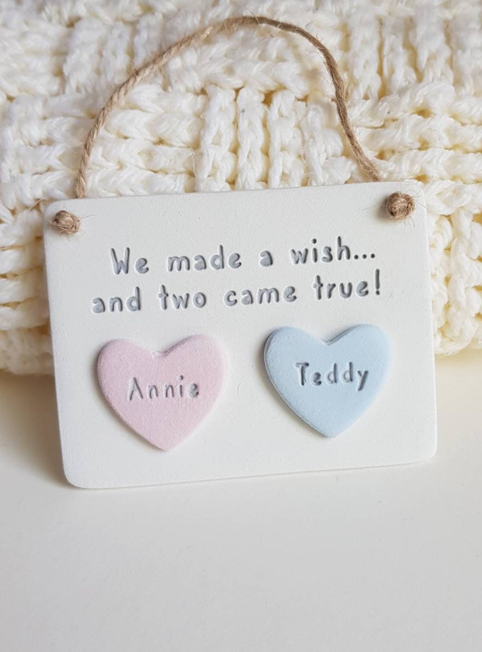 Personalised Twins Birth Gift We Made a Wish Nursery Decor | Etsy UK