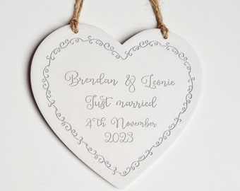 Personalised wedding keepsake gift - wedding day heart- unique ceramic gift for newlyweds