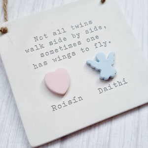 Twin baby Loss Memorial plaque Remembrance of an Angel twin handmade keepsake ornament loss of baby support gift image 5