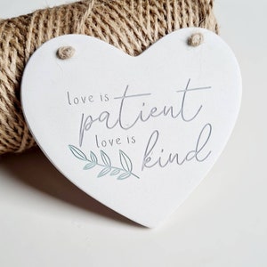 Love is patient, love is kind - handmade clay heart - wedding, engagement, anniversary gift - ceramic anniversary