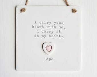 Baby loss memorial gift - i carry you in my heart - miscarriage memorial, multiple baby loss keepsake