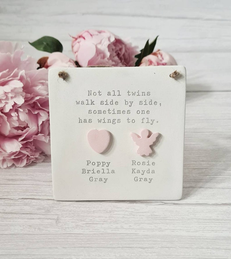 Twin baby Loss Memorial plaque Remembrance of an Angel twin handmade keepsake ornament loss of baby support gift image 6